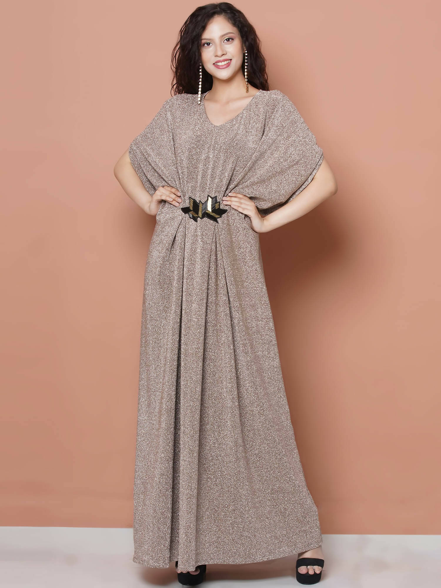 Women Republic Hand Embellished Golden Gown - Distacart