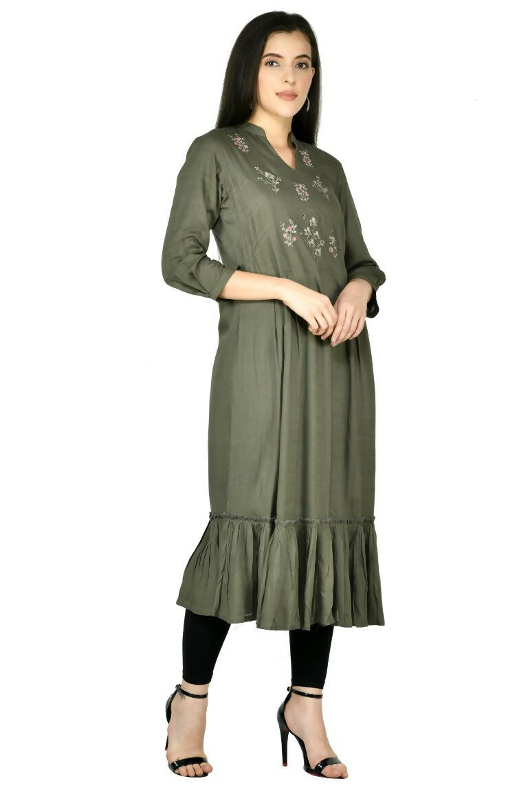 Joban Fashion Olive Cotton Rayon Tunic