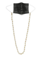 Gold-Toned White Embellished Mask Chain - Ruby Raang - Distacart