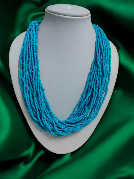 Inhanns Handmade Beaded Multilayer Necklace, 20 Layers - Skay Blue