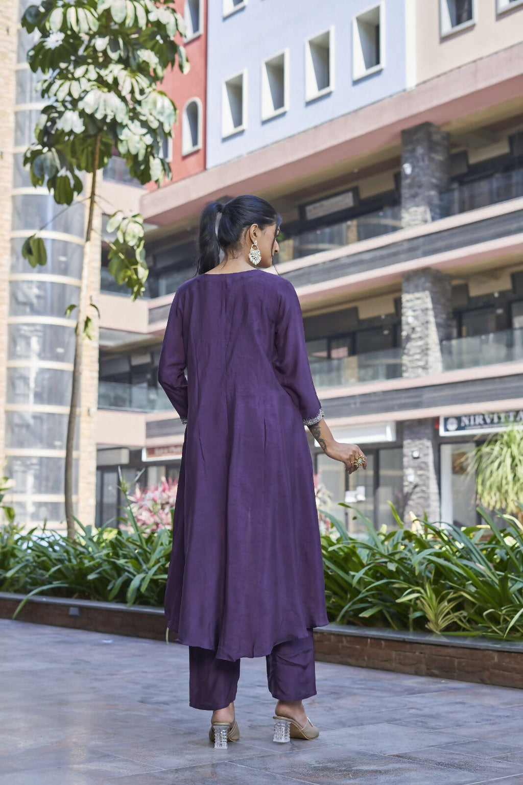 Joban Fashion Purple Cotton Premium Pure Viscose Dola With Handwork Kurta set