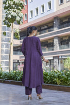 Joban Fashion Purple Cotton Premium Pure Viscose Dola With Handwork Kurta set