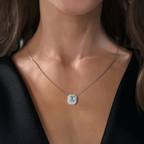 Cauer Elegant Radiant Moissanite Pendant Chain 14K Sterling Silver White Gold Plated - Distacart