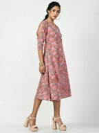 Myshka Women's Multi Floral Printed A-Line Dress - Distacart