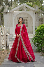 Joban Fashion Pink Georgette Sequence Embroidery Work Kurta Set - Distacart