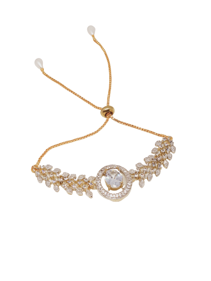 Rhodium-Plated Alloy American Diamond Studded Designer Bracelets - The Pari - Distacart