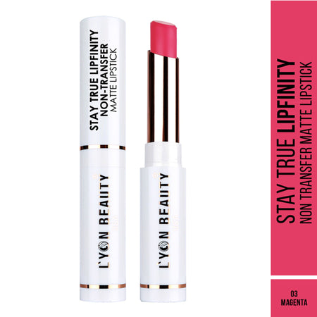Lyon Beauty Stay True Lipfinity Non Transfer Matte Lipstick - Magenta 03