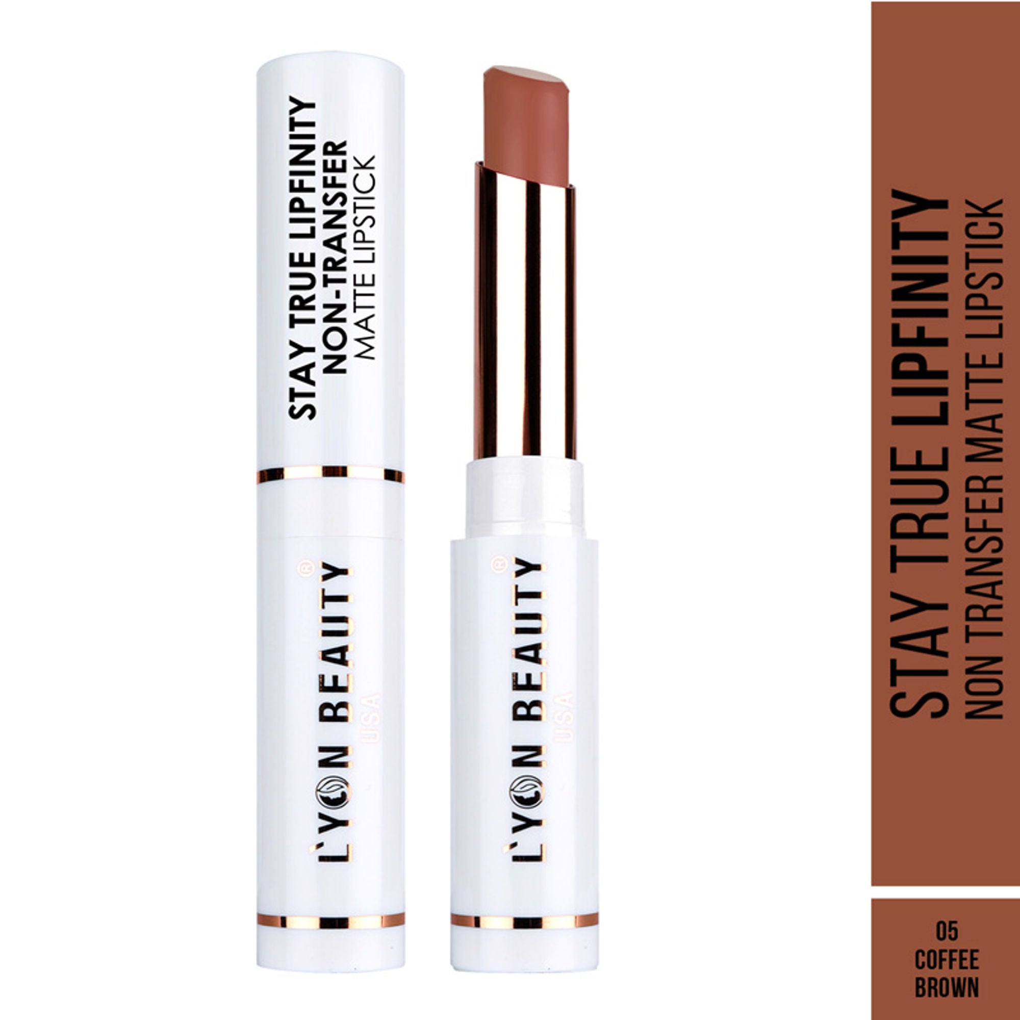 Lyon Beauty Stay True Lipfinity Non Transfer Matte Lipstick - Coffee Brown 05