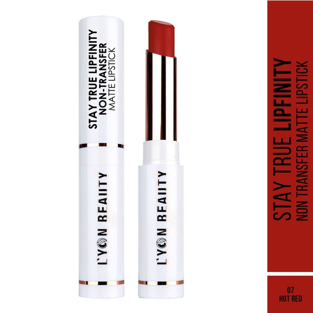 Lyon Beauty Stay True Lipfinity Non Transfer Matte Lipstick - Hot Red 07