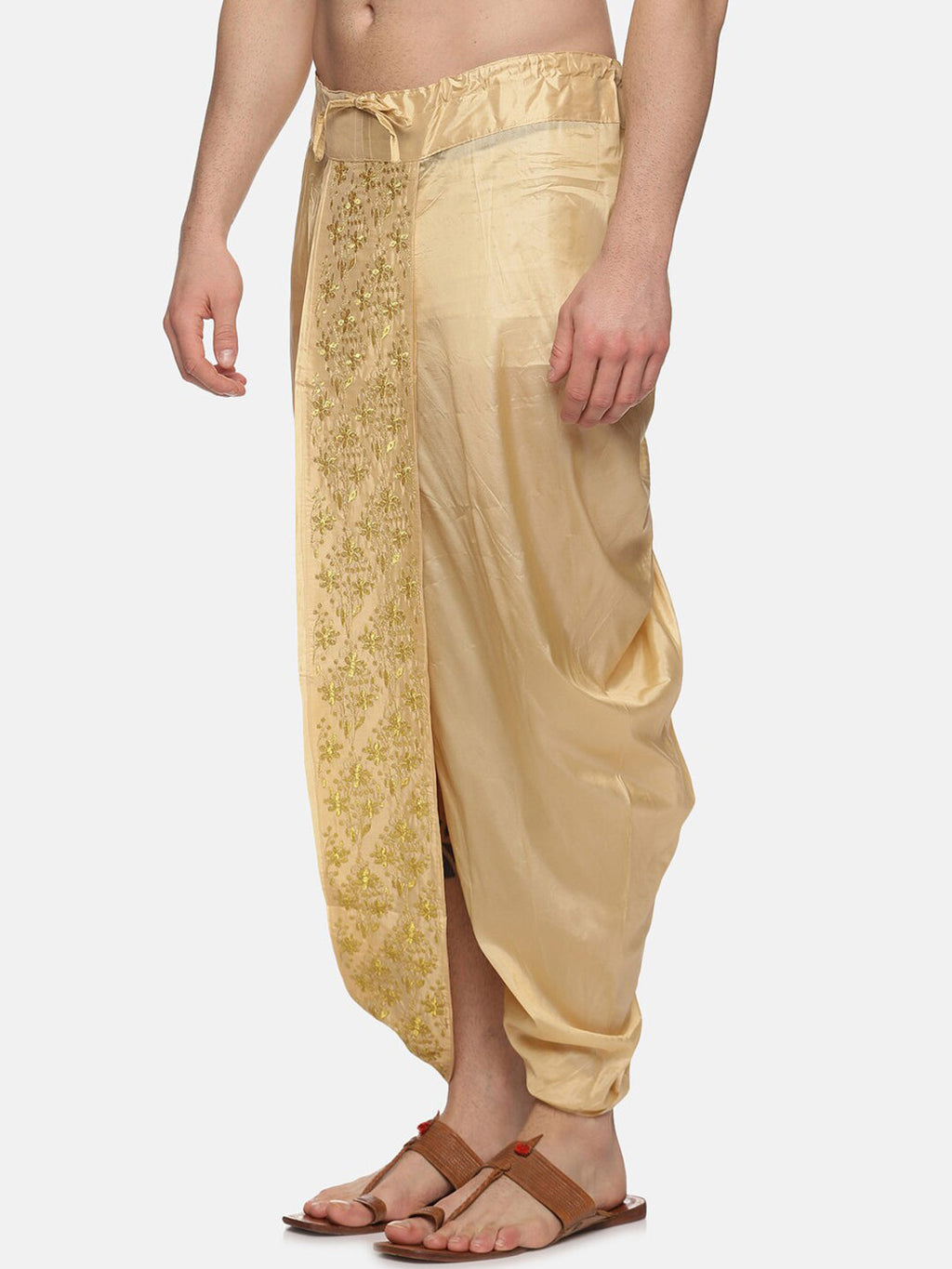 Sethukrishna Men Golden Embroidered Dhoti Pant - Distacart