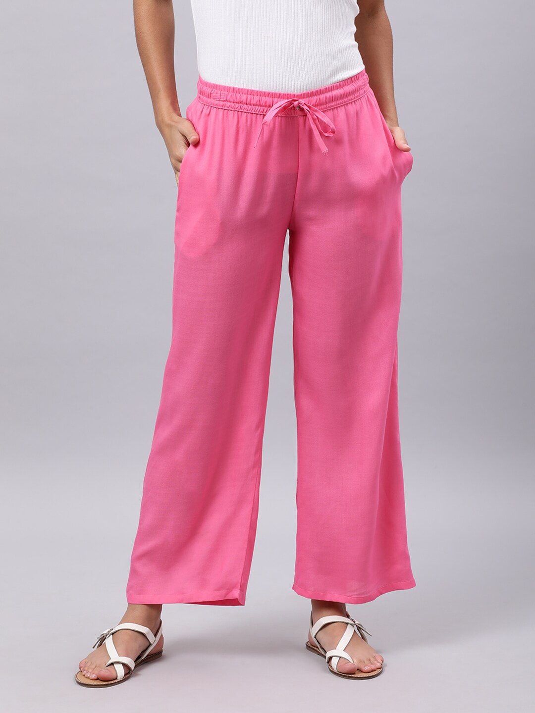 Souchii Women Pink Liva Palazzos - Distacart