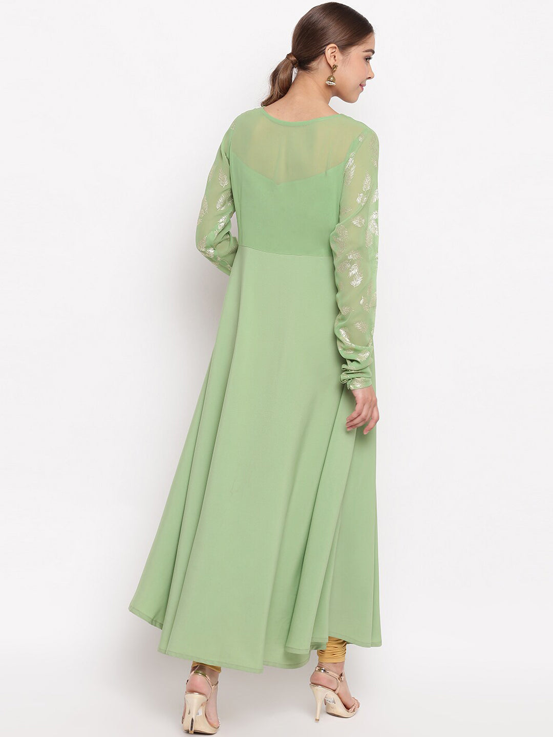 Janasya Green Printed Anarkali Kurta - Distacart