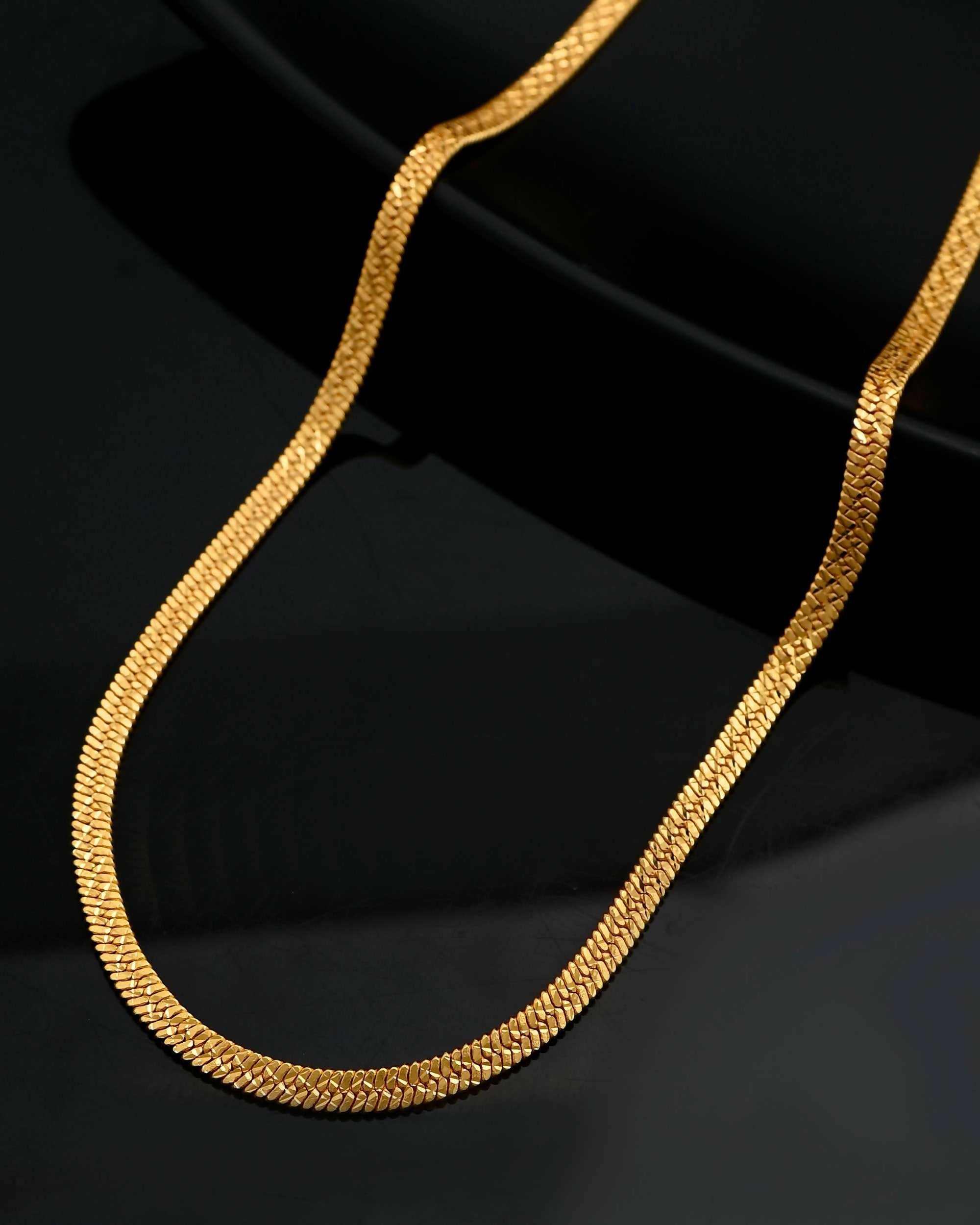 VOJ Men's Gold-Polished Self Designed Snake Chain
