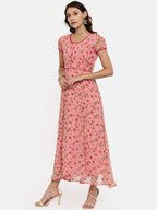 Souchii Women Pink Printed Fit And Flare Beautiful Dress - Distacart