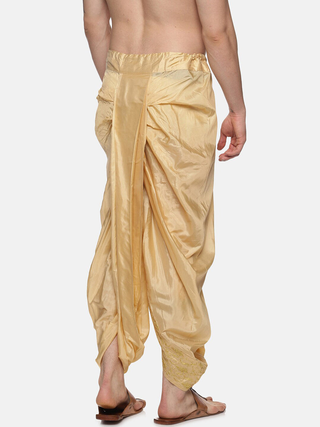 Sethukrishna Gold-Coloured Embroidered Dhoti Pant For Men - Distacart