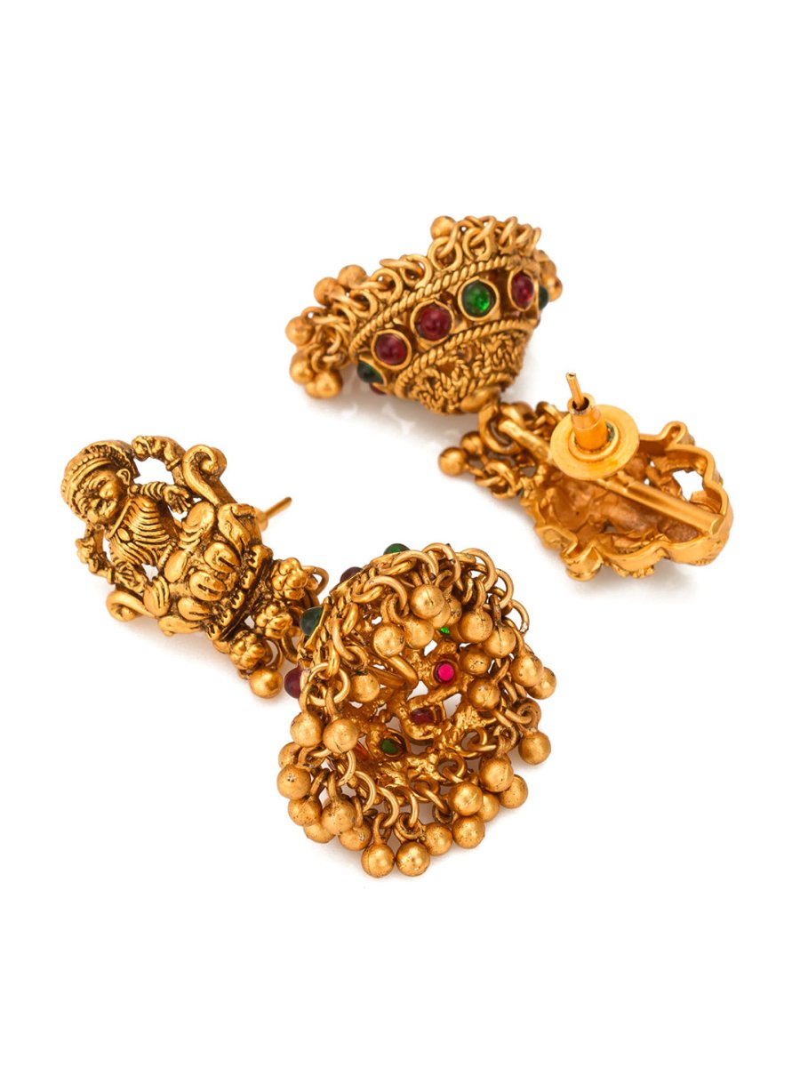 Aadita Gold-Toned Stone-Studded Temple Jewelry Set - Distacart