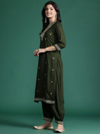 Indo Era Ethnic Motifs Embroidered Thread Work Kurta with Salwar & With Dupatta - Distacart