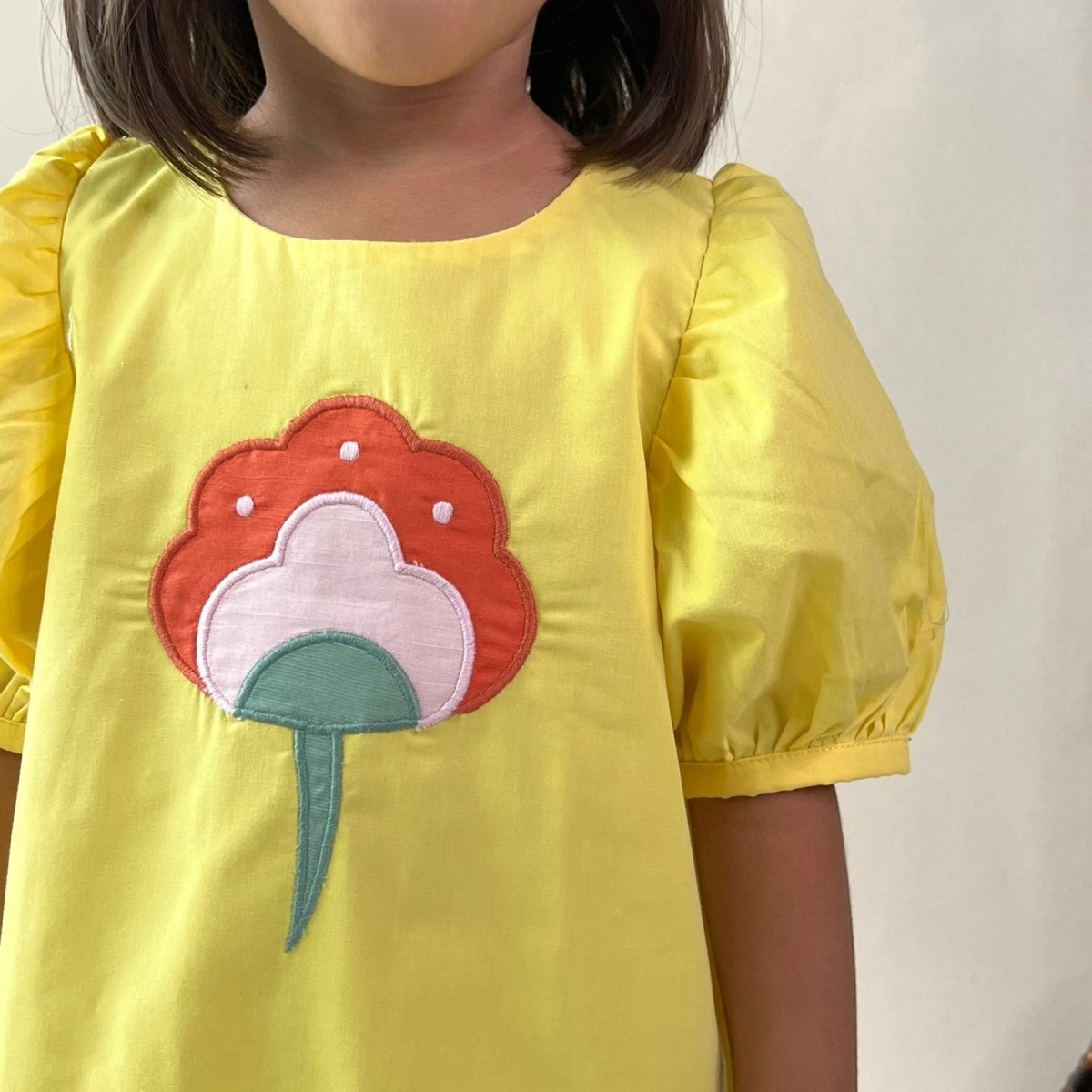 ArthLife Yellow Flower Patch Casual Dress