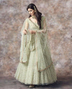 Jyoti Fashion Catching Aqua Green 3MM Sequin with Jari Embroidered Net Lehenga Choli with Dupatta