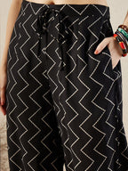 Indo Era Black Floral Printed V-Neck Sequinned A-Line Kurta With Salwar - Distacart