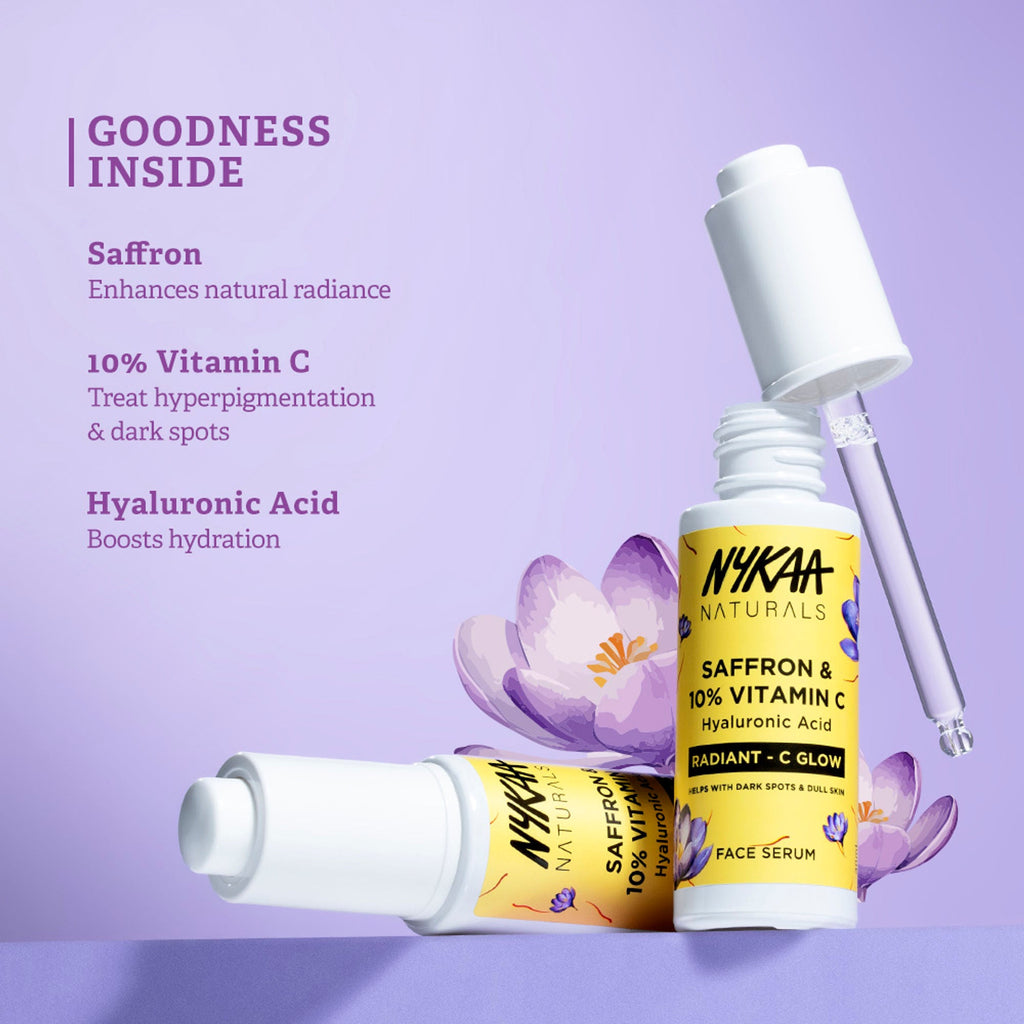 Nykaa Naturals 10% Vitamin C Radiant-C Glow Serum to Fade Dark Spots & Brighten Dull, Tired Skin