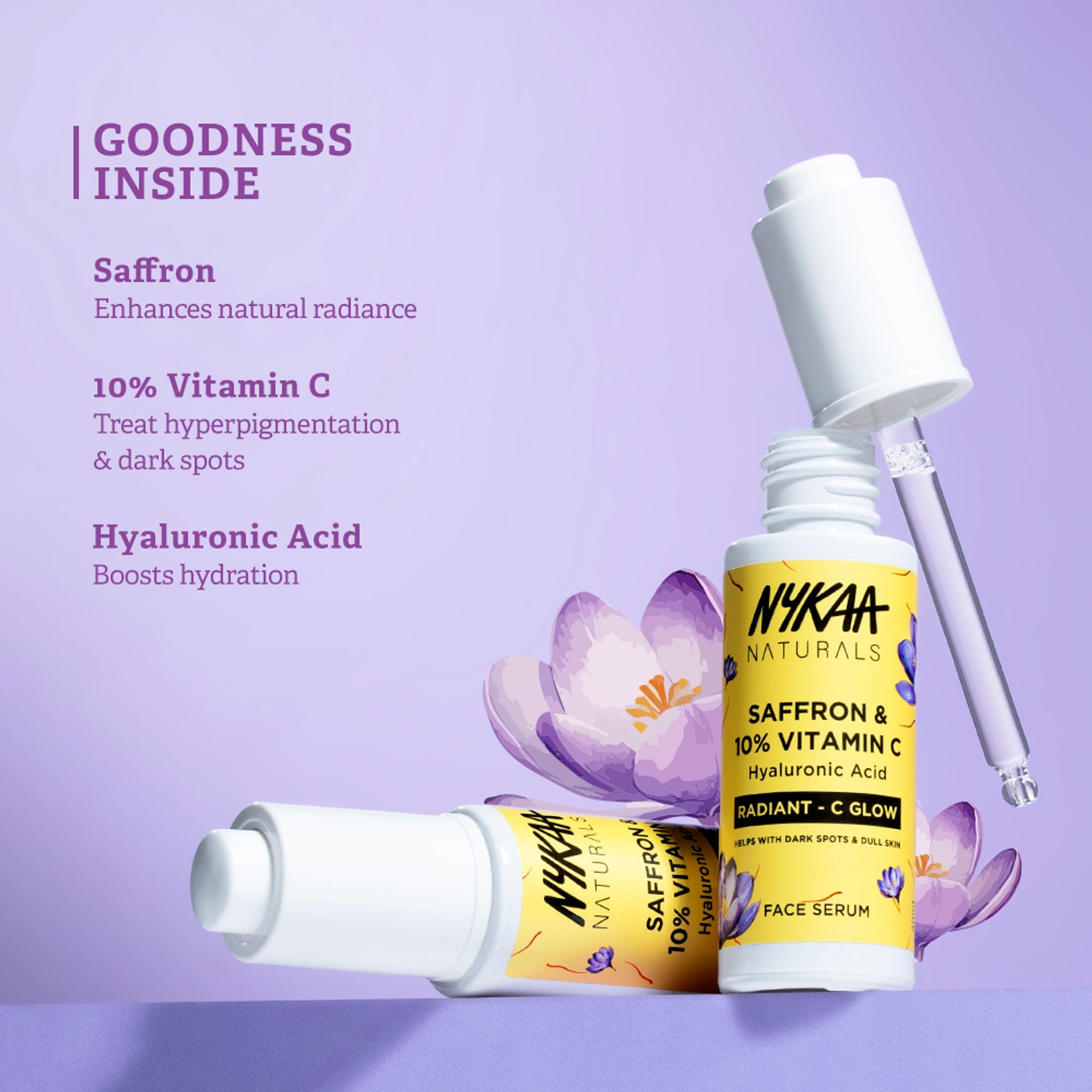 Nykaa Naturals 10% Vitamin C Radiant-C Glow Serum to Fade Dark Spots & Brighten Dull, Tired Skin