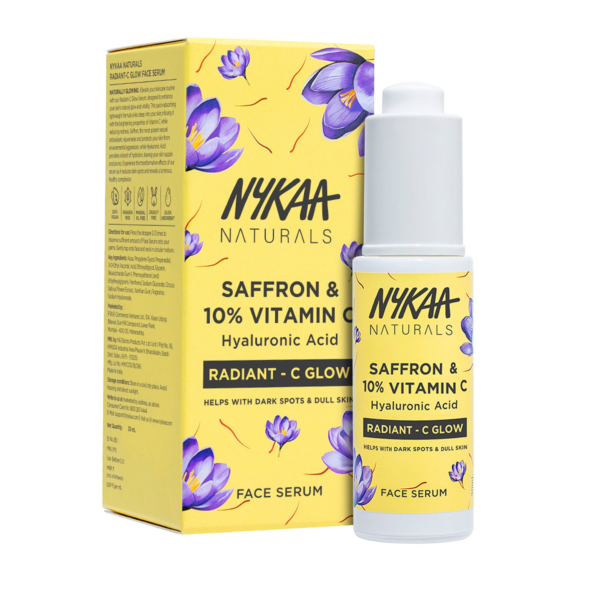Nykaa Naturals 10% Vitamin C Radiant-C Glow Serum to Fade Dark Spots & Brighten Dull, Tired Skin