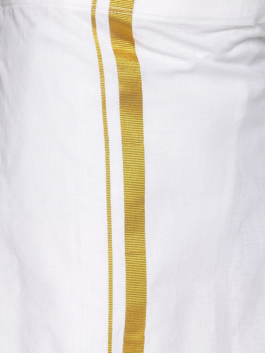 Sethukrishna Boys Cream-Coloured & Gold-Toned Pure Cotton Shirt with Dhoti