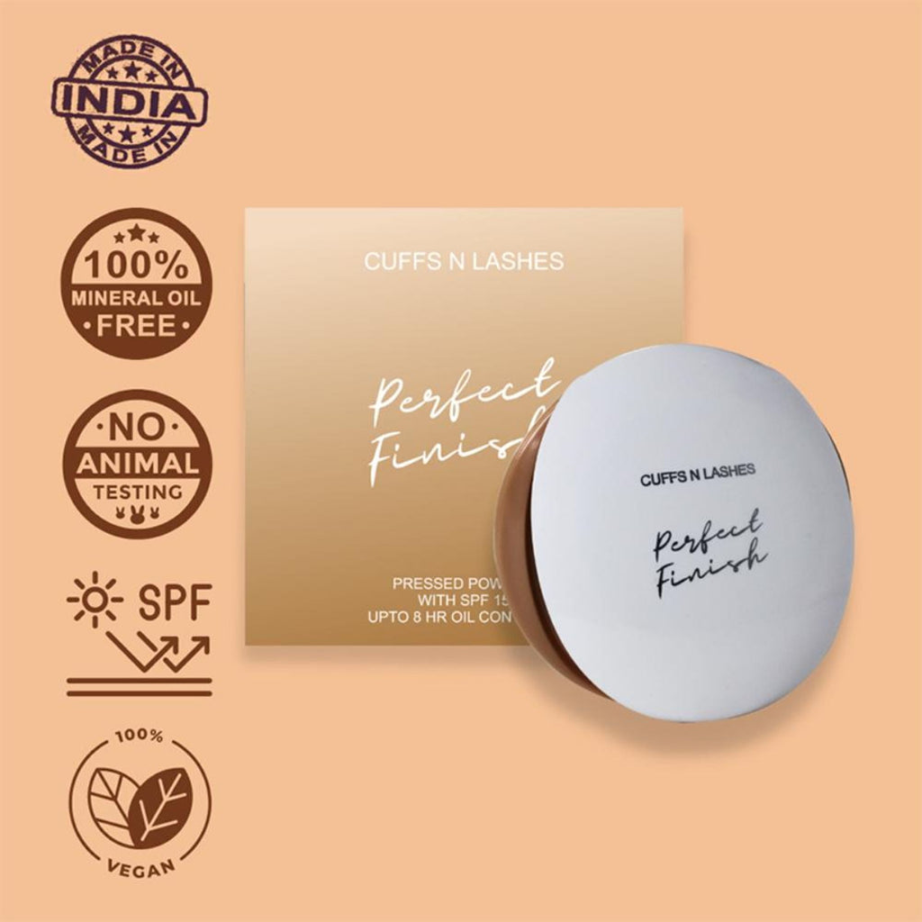 CUFFS N LASHES Perfect Finish Pressed Powder Compact With SPF 15 - 05 Light Medium - Distacart