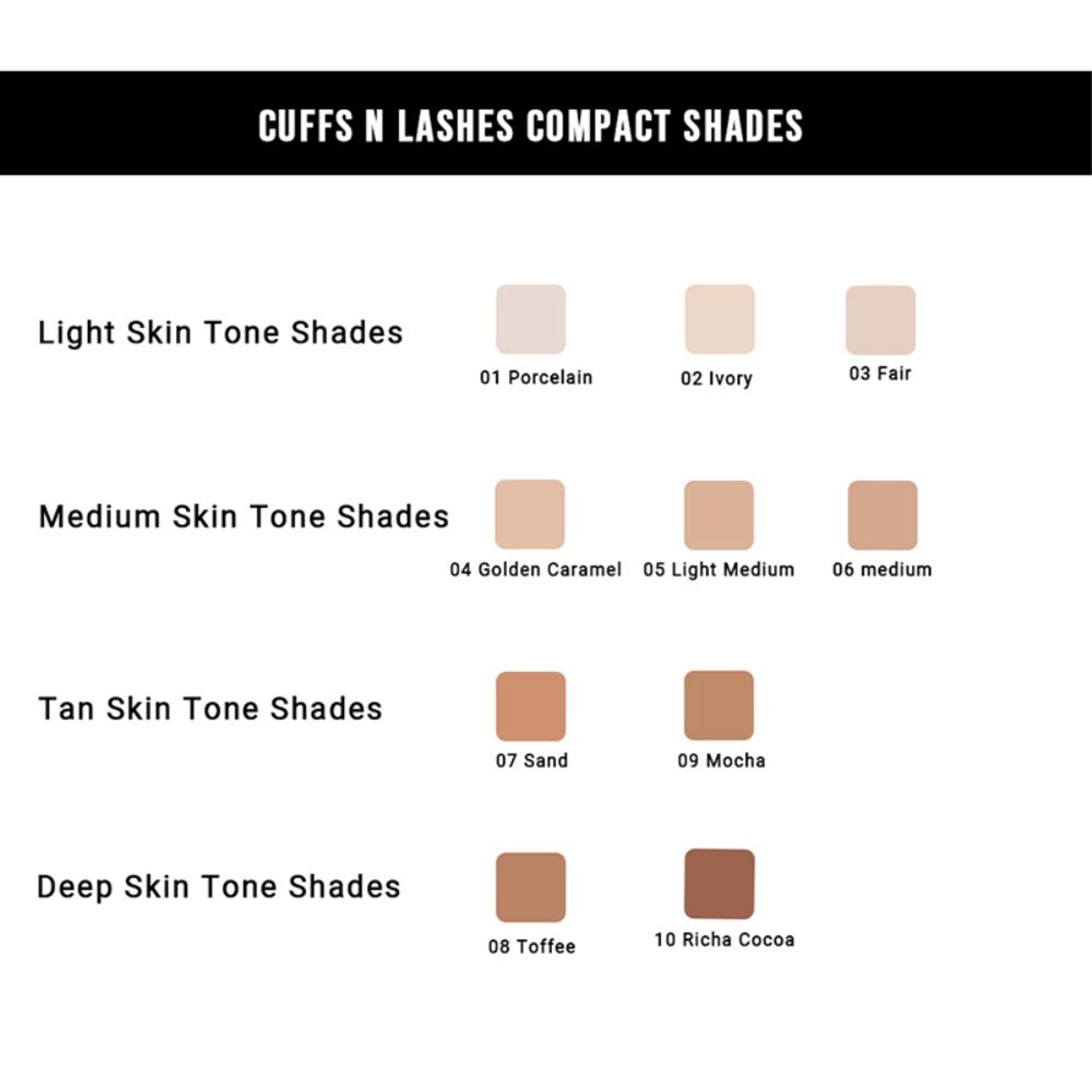 CUFFS N LASHES Perfect Finish Pressed Powder Compact With SPF 15 - 05 Light Medium - Distacart