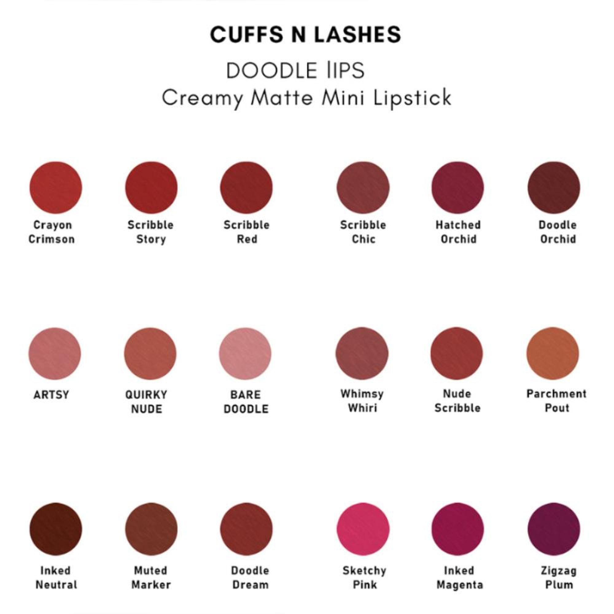 CUFFS N LASHES Doodle Lipstick Set - Set 01 - Distacart