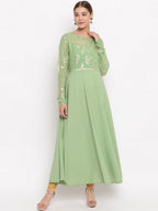 Janasya Green Printed Anarkali Kurta - Distacart