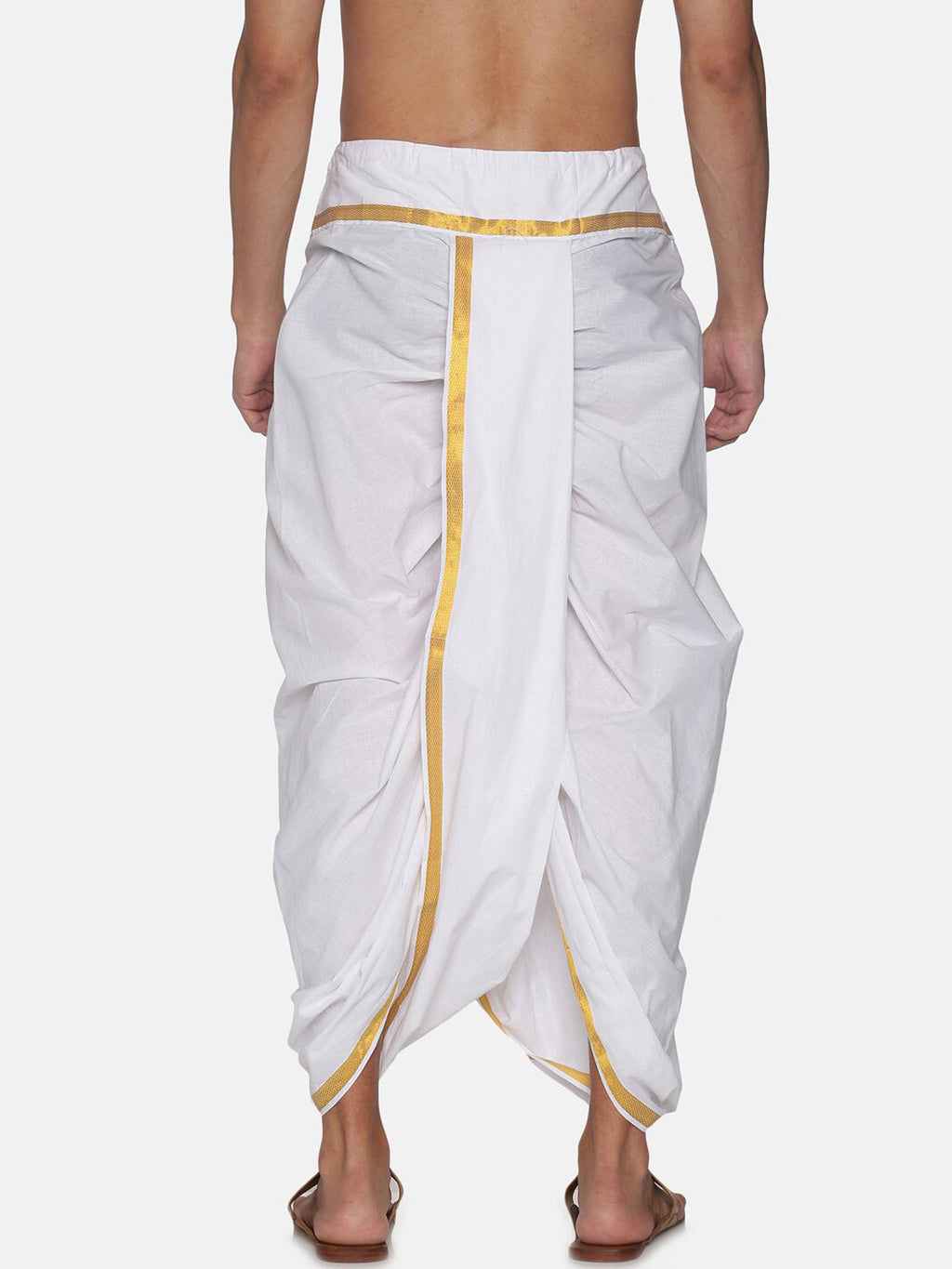 Sethukrishna Men White Solid Readymade Cotton Dhoti - Distacart
