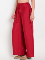 TAG 7 Women Maroon Solid Flared Palazzos