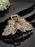 Panash Women Gold-Toned & White Embellished Claw Clip - Distacart