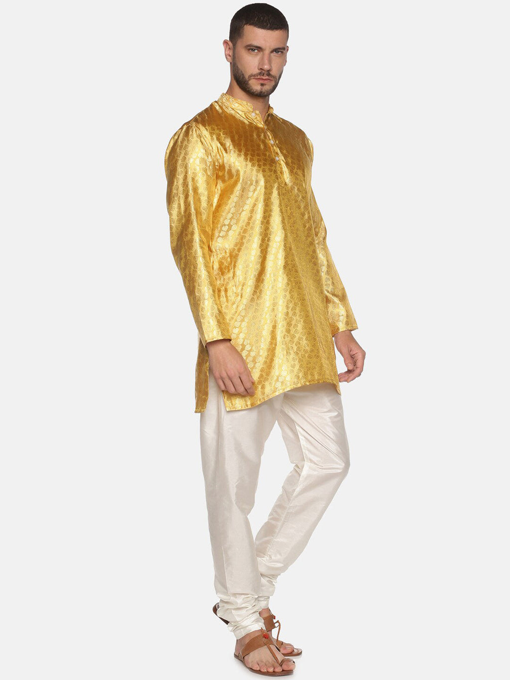 Sethukrishna Mens Gold-Toned Kurta with Pyjamas - Distacart