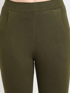 TAG 7 WOMEN Olive Green & Pink Pack of 2 Leggings