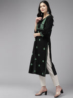 ADA Ethnic Motifs Embroidered Chikankari Cotton Straight Kurta