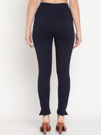 TAG 7 Set Of 2 Yellow & Navy Blue Solid Leggings