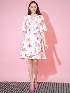 Myshka Women's Multi Floral Printed Empire Dress - Distacart