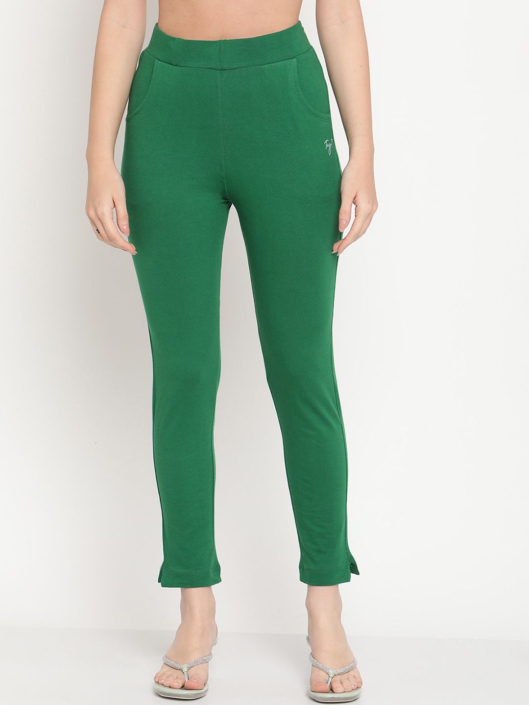 TAG 7 Women Set of 2 Maroon & Green Ankle Length Leggings