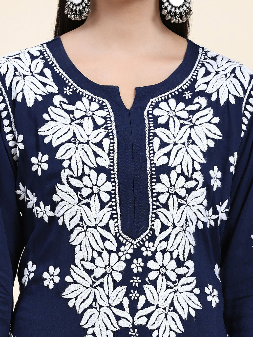 HOUSE OF KARI Ethnic Motifs Embroidered Chikankari Cotton Kurta & Palazzos