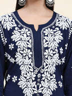 HOUSE OF KARI Ethnic Motifs Embroidered Chikankari Cotton Kurta & Palazzos