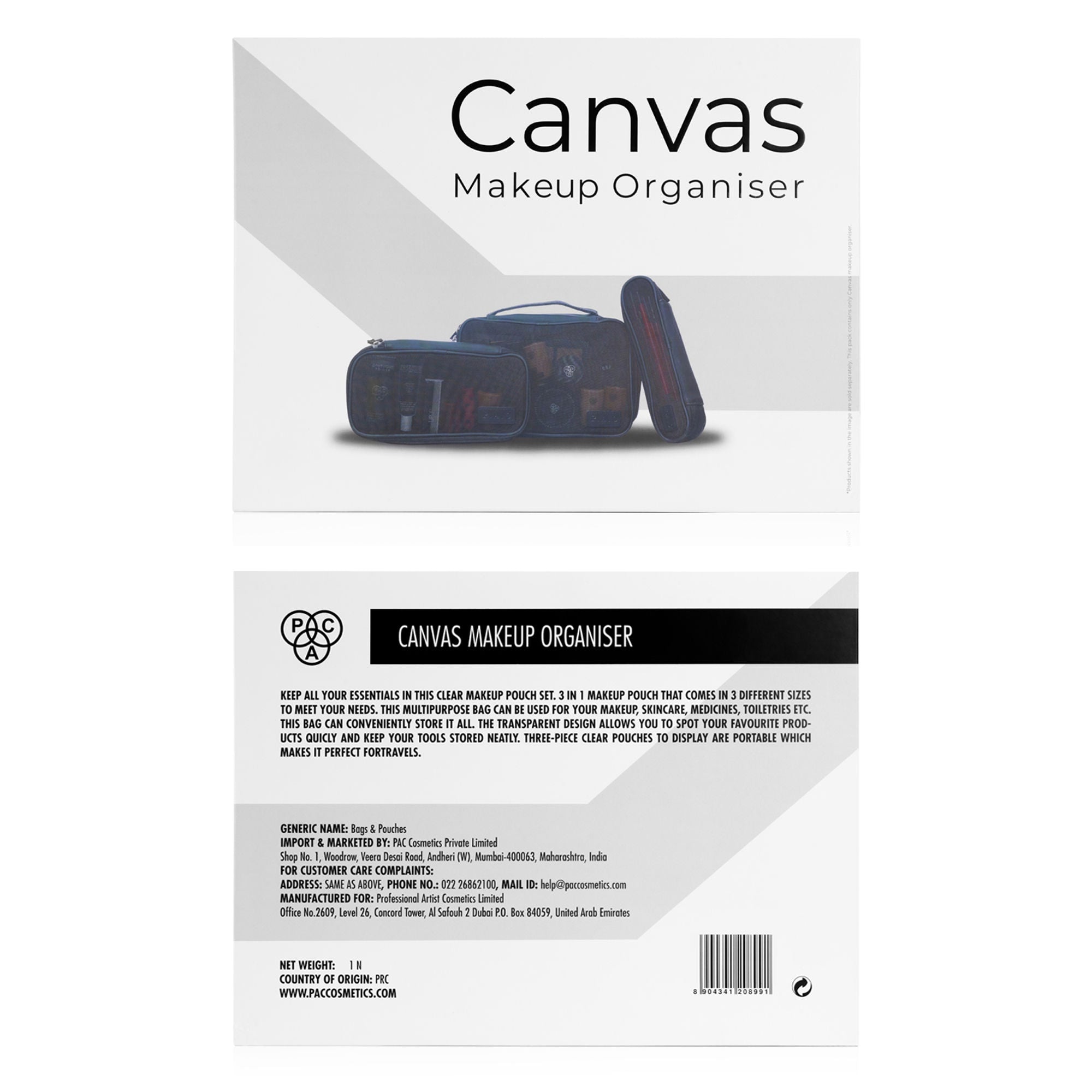 PAC Studio Canvas Makeup Organiser Pouches (Set Of 3)