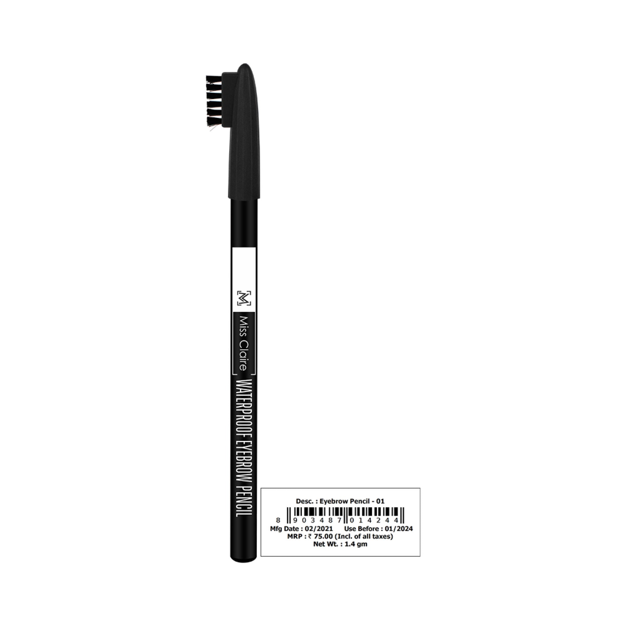 Miss Claire Waterproof Eyebrow Pencil - 01 Black - Distacart