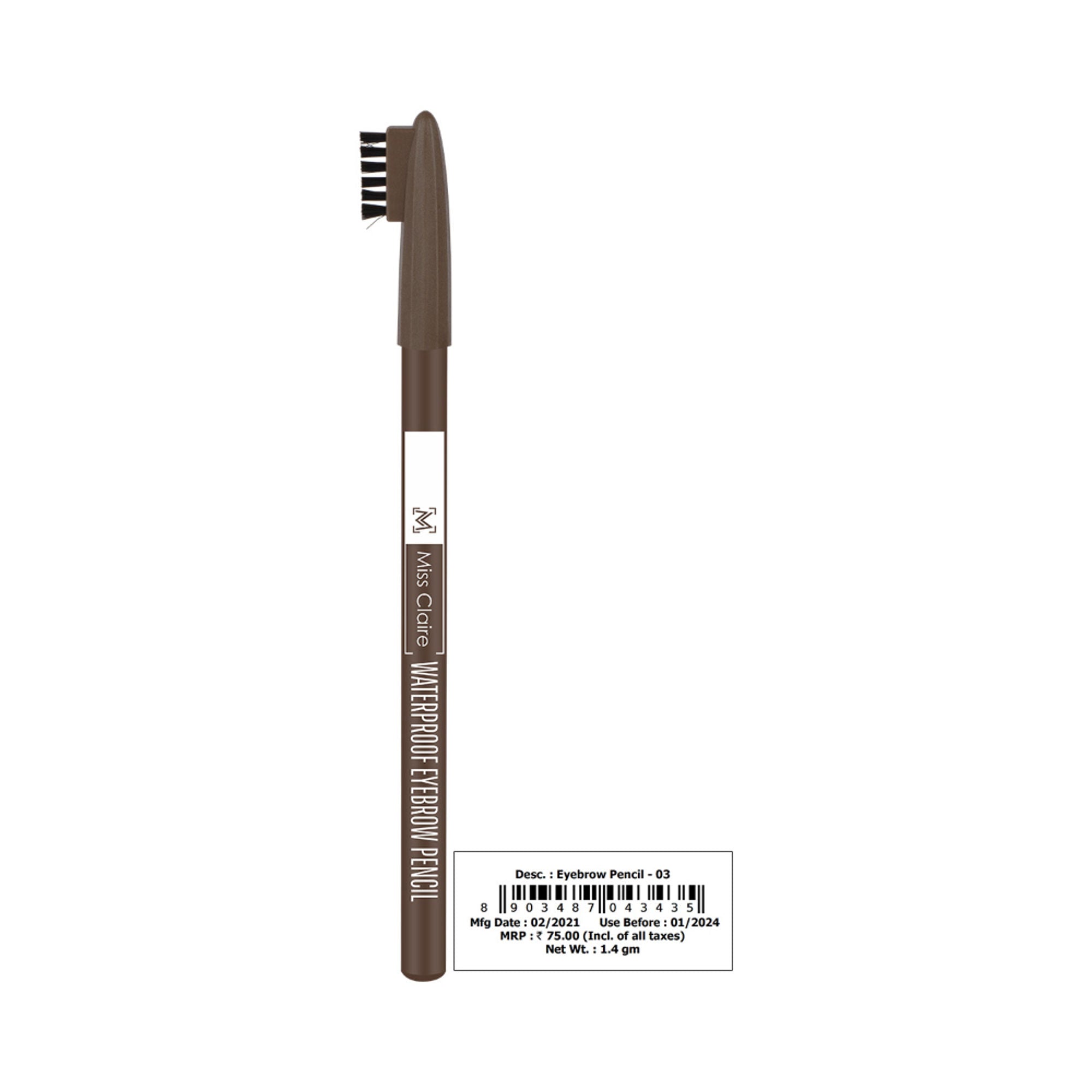 Miss Claire Waterproof Eyebrow Pencil - 03 Medium Brown - Distacart