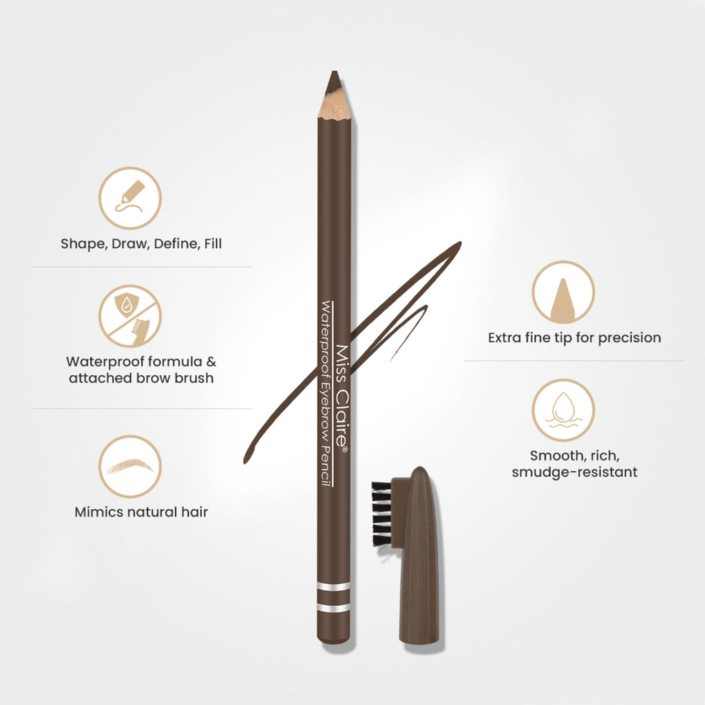Miss Claire Waterproof Eyebrow Pencil - 03 Medium Brown - Distacart