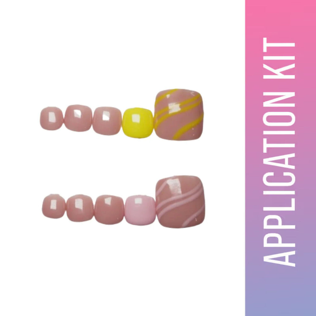 SOEZI Sunkissed Sunburn Toezi Reusable Press On Nails - Application Kit
