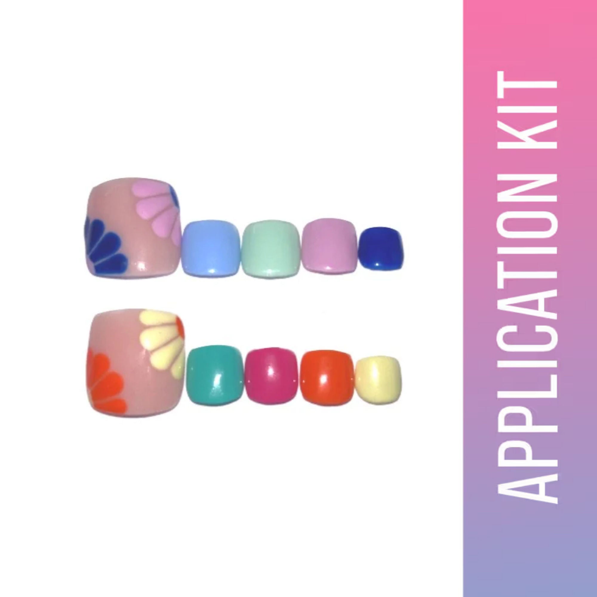 SOEZI Bold And Bright Toezi Reusable Press On Nails - Application Kit