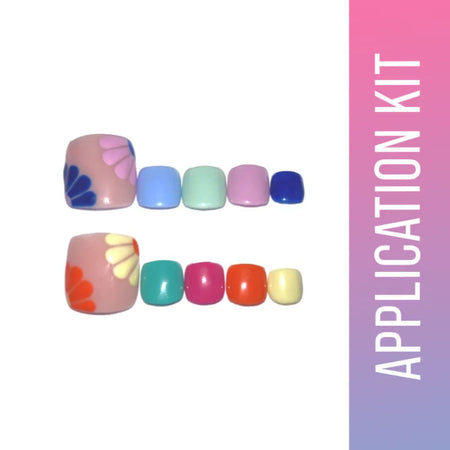 SOEZI Bold And Bright Toezi Reusable Press On Nails - Application Kit